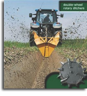 Dondi double wheel rotary ditcher at work